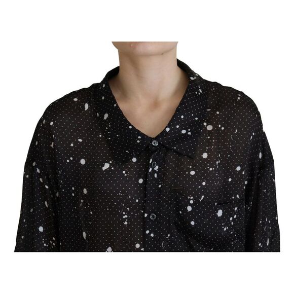 Dsquared² Black Polka Dots Collared Button Down Blouse Women's Top (Pre-Owned) - Picture 4 of 5